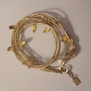 SEA Smader Eliasaf Swarovski stone Wrap gold leaf bracelet handmade multi strand